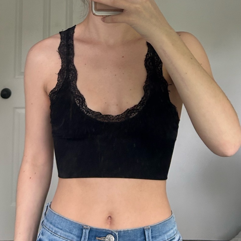 NEW black ribbed lace bralette top - Urban Outfitters